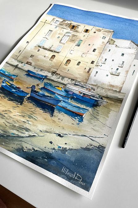  Пейзаж с лодками, Италия