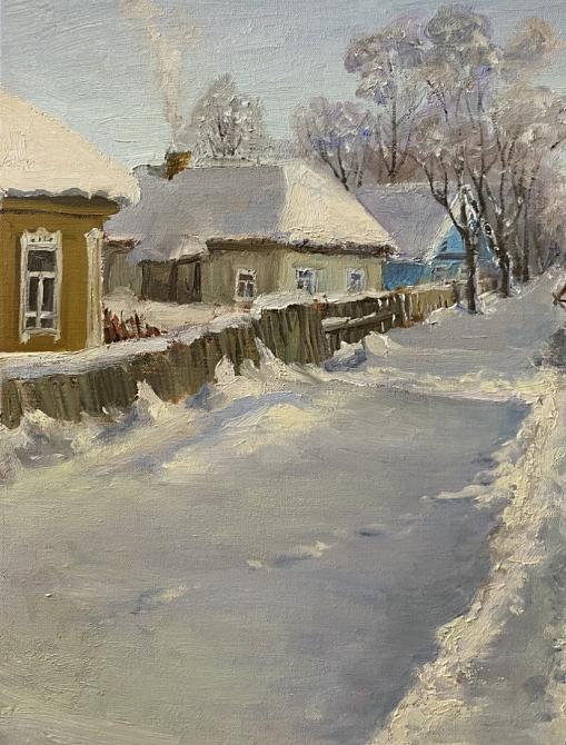 Зимний пейзаж. Деревенская улица.