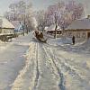 Зимний пейзаж. Деревенская улица.
