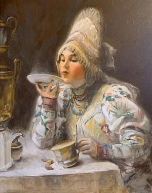 Вольная копия Маковского К.Е. «За чаем»